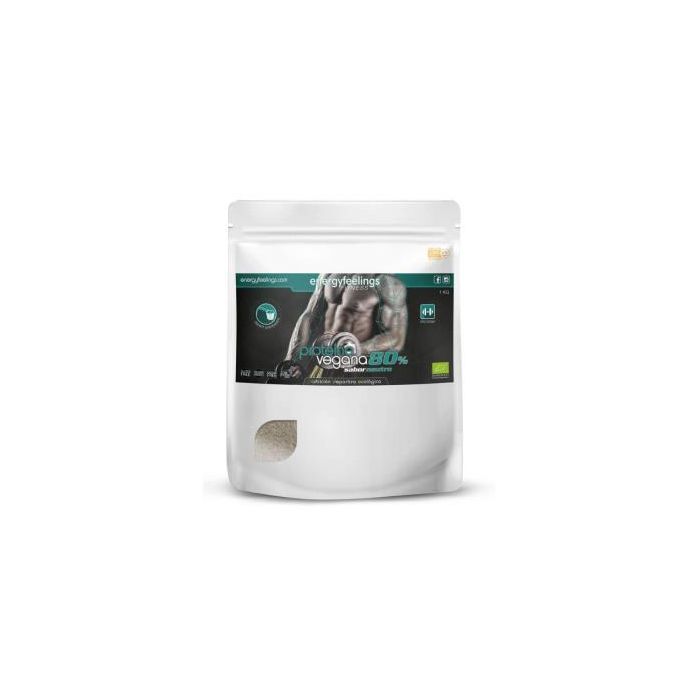 ENERGY FEELINGS Proteína Vegana 80% Neutro 1Kg - Arroz Integral, Guisante y Cáñamo para Masa Muscular