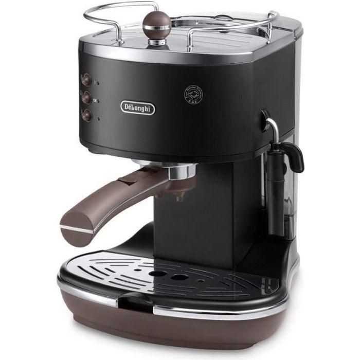 De'Longhi ECOV 310.BK Máquina de Café Espresso Icona Vintage 15 Bares, 1.4L, Vaporizador Ajustable, Caldera Acero Inoxidable, Negro Marrón
