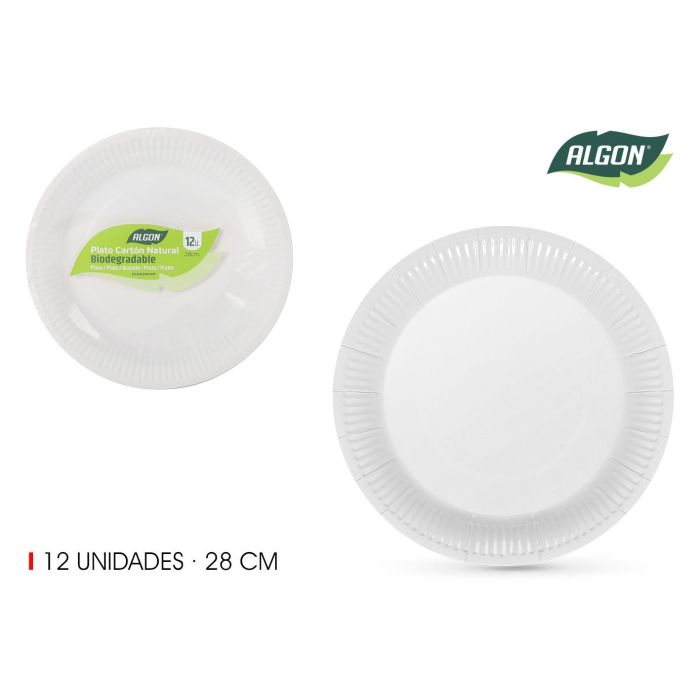 Set de 12 platos redondos naturales 28 cm Algon (12 Unidades) Set de 12 platos redondos naturales 28 cm Algon (12 Unidades)