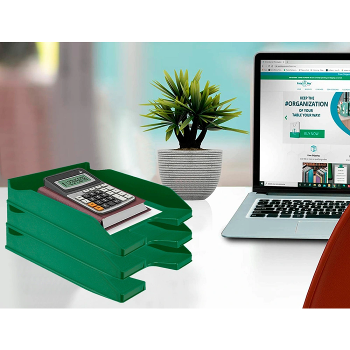 Q-connect Bandeja para Sobremesa Plástico Verde Opaco 240x70x340 mm 7