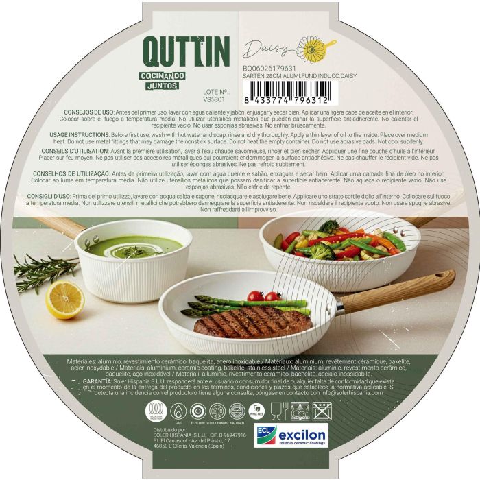 Inde Sarten 28 cm Aluminio Fundido Inducción Daisy Quttin (6 Unidades) 12