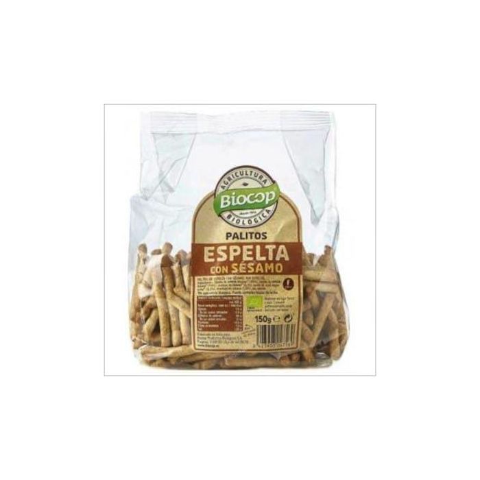 BIOCOP Palitos de Espelta Integrales con Sésamo 150g Bio - Tostados y Crujientes, Alto Contenido de Fibra