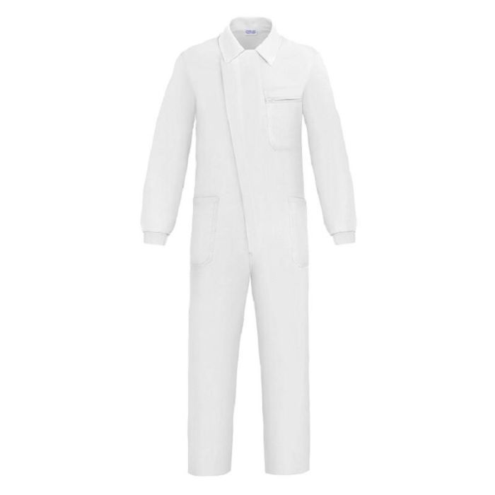 DUVER PRGM-33 Mono de Trabajo Mecánico Italiano Tergal Reforzado Multibolsillos Elástico Talla 52 Blanco para Industria