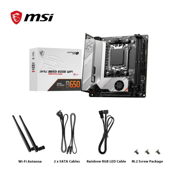 MSI Placa Base MPG B650I Edge WiFi, Socket AM5, Chipset AMD B650, DDR5, Mini-ITX 12 MSI Placa Base MPG B650I Edge WiFi, Socket AM5, Chipset AMD B650, DDR5, Mini-ITX 12