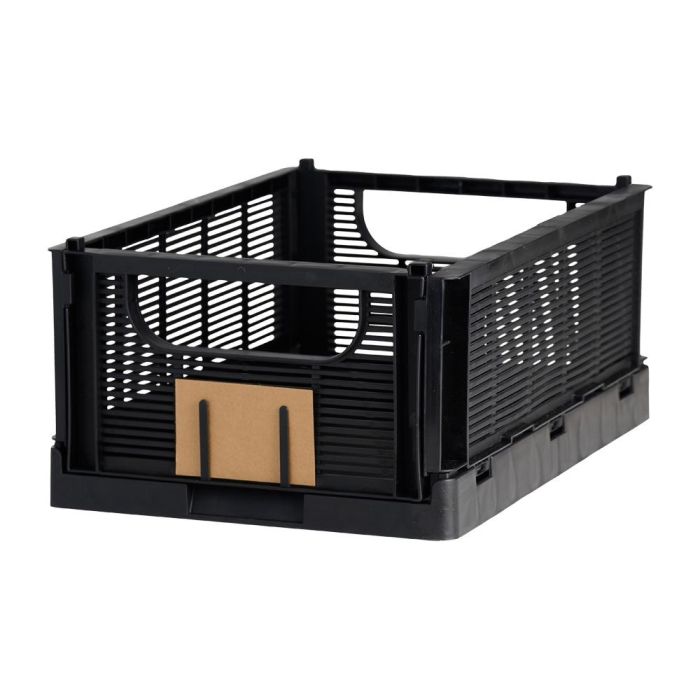 Day Juego De 2 Cajas Plegables 33x24,5x15 cm Negra Plástico Reciclado Apilables Con Etiqueta 4 Day Juego De 2 Cajas Plegables 33x24,5x15 cm Negra Plástico Reciclado Apilables Con Etiqueta 4