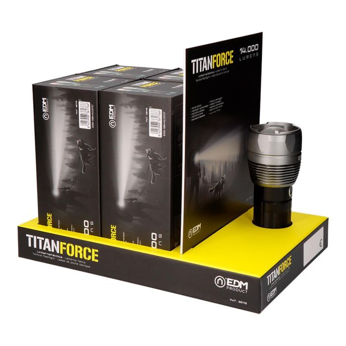 Linterna led táctica titanforce recargable 14.000 lm 6500 k 150 W ip44 + cordón 6 Linterna led táctica titanforce recargable 14.000 lm 6500 k 150 W ip44 + cordón 6