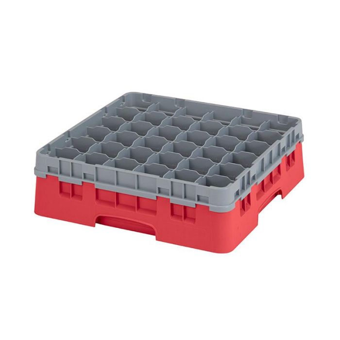 CAMBRO - 36S418-163 - Cesta de lavado 36 comp. 1 altura - 7,2 cm Ø máx. - alt. máx. 11,8 cm - 50 x 50 x 14,3 cm - Rojo