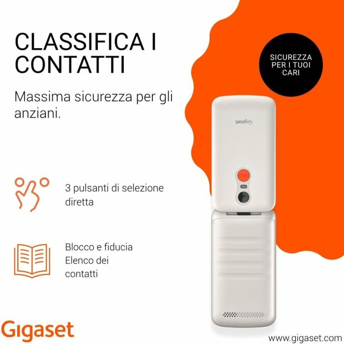 Gigaset GL595 Dual SIM Blanco - Teléfono Móvil Concha para Mayores 2.8" 0.3MP - Resistente al polvo/salpicaduras IP44 4