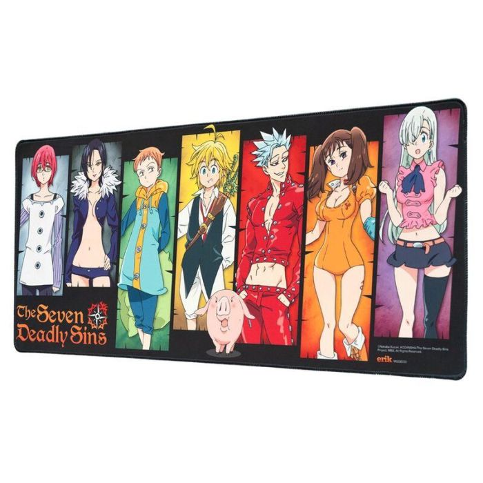 ERIK Alfombrilla Gaming Seven Deadly Sins 80x35cm, Impermeable, Base Antideslizante y Bordes Reforzados