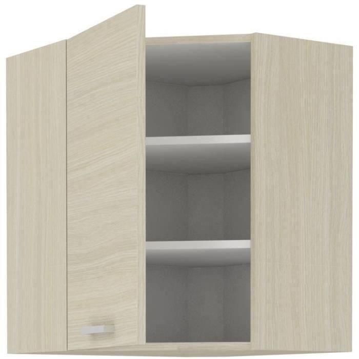 CHAMONIX Mueble esquinero alto 60/60 - Decoración roble claro - L58 x P58 x H72 cm 1 CHAMONIX Mueble esquinero alto 60/60 - Decoración roble claro - L58 x P58 x H72 cm 1