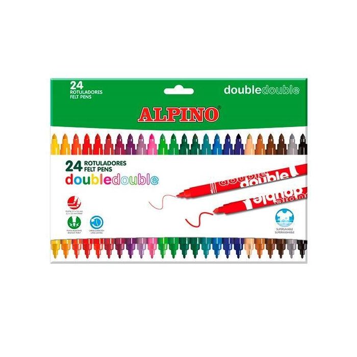 Rotulador Alpino Double Double Punta Gruesa Y Punta Fina Caja De 20+4 Unidades Colores Surtidos Rotulador Alpino Double Double Punta Gruesa Y Punta Fina Caja De 20+4 Unidades Colores Surtidos