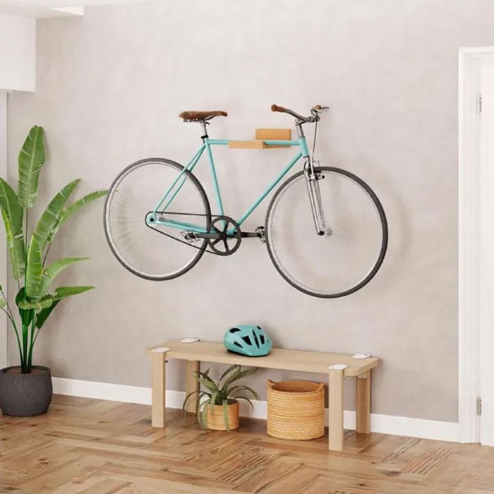 Rei Soporte Fijo Bicicleta Pared Madera Haya Lacado Mate 2-8062.90 10x20x36cm Peso Max 25kg 3