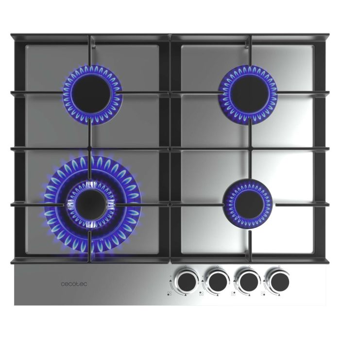 Cecotec Placa de gas 4 fuegos Bolero Squad G 4400F Inox 8000W acero inoxidable WOK 0 Cecotec Placa de gas 4 fuegos Bolero Squad G 4400F Inox 8000W acero inoxidable WOK 0