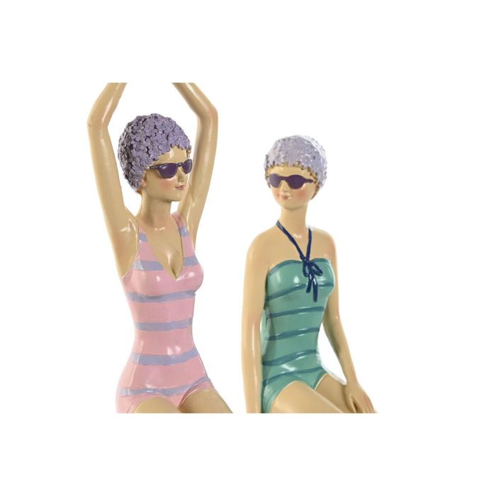 DKD Home Decor Figura Decorativa de Resina Estilo Mediterráneo Lila Turquesa 9x26.5x12.5 cm (Pack de 2) 2 DKD Home Decor Figura Decorativa de Resina Estilo Mediterráneo Lila Turquesa 9x26.5x12.5 cm (Pack de 2) 2