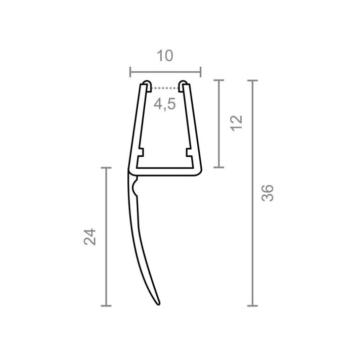 Perfil para mampara con junta 23mm pf8 10,2x36mm tr 18532 micel 1