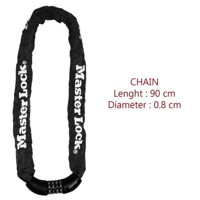MASTER LOCK Cadena antirrobo para bicicleta - Código de bloqueo 5 MASTER LOCK Cadena antirrobo para bicicleta - Código de bloqueo 5