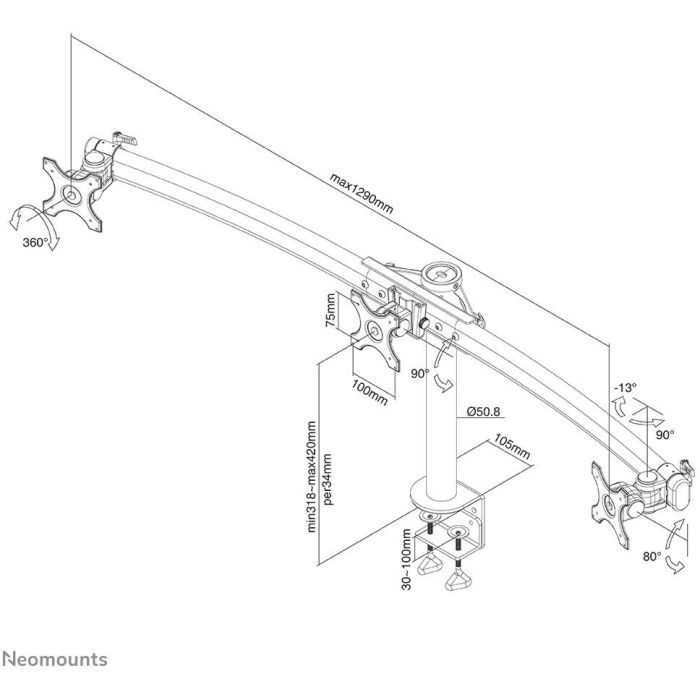 Neomounts FPMA-D700D3 Soporte de Mesa para Tres Monitores Planos de hasta 27" (69 cm) 7 Neomounts FPMA-D700D3 Soporte de Mesa para Tres Monitores Planos de hasta 27" (69 cm) 7