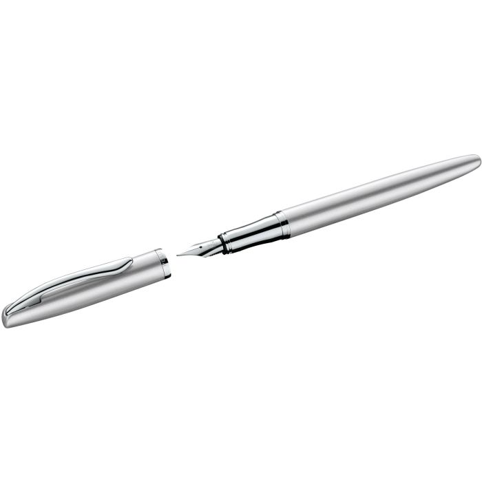 Pelikan P36 Jazz Noble Elegance – Pluma Estilográfica Plata, Plumín Acero Inoxidable, Tinta Azul, Carga Cartucho