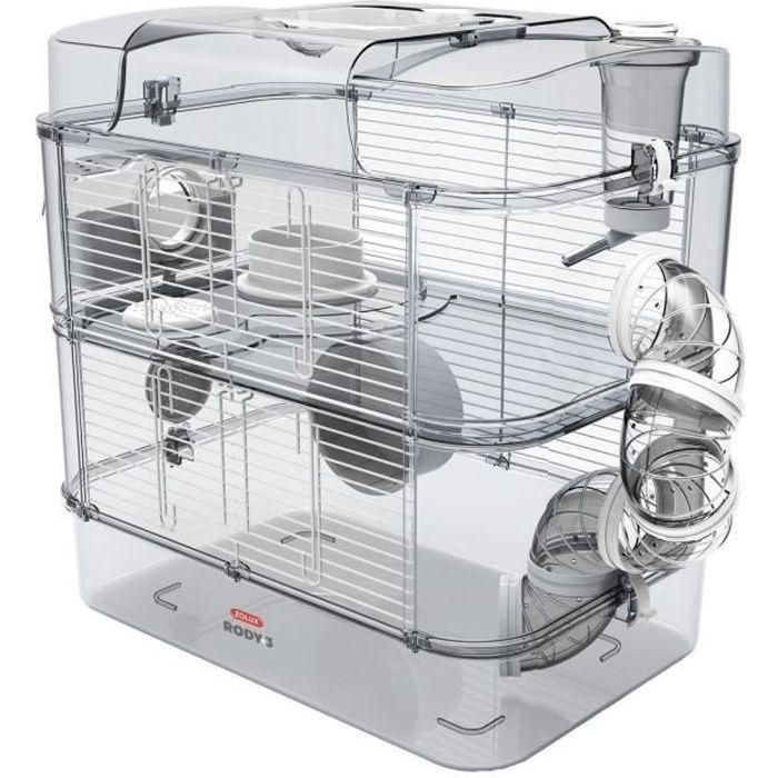 Zolux Rody3 duo Jaula 2 Niveles para Hámster, Ratón y Jerbo - Transparente con Rueda y Tubos L 41 x An 27 x Al 40.5 cm Blanco Zolux Rody3 duo Jaula 2 Niveles para Hámster, Ratón y Jerbo - Transparente con Rueda y Tubos L 41 x An 27 x Al 40.5 cm Blanco