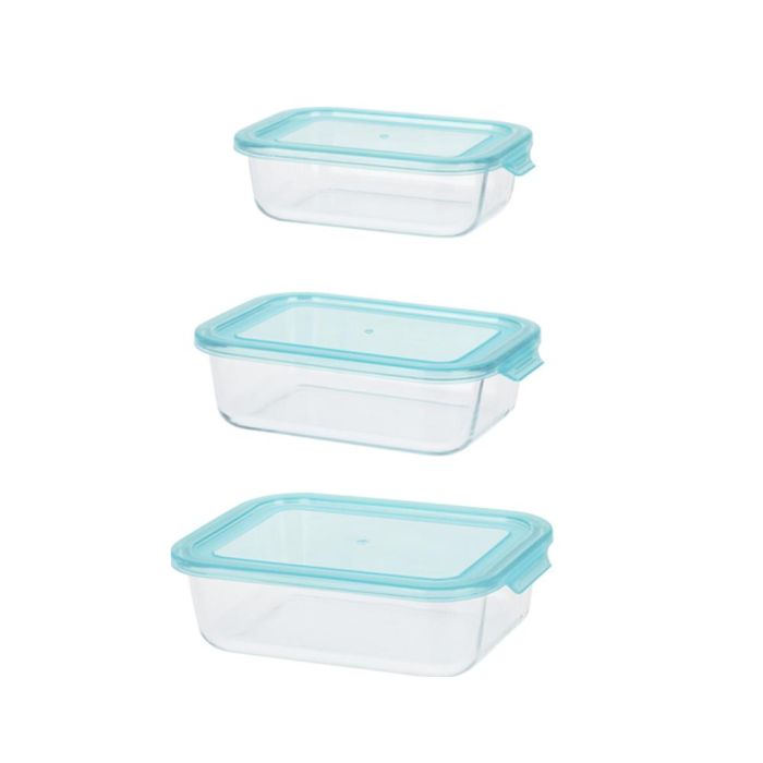 Excellent Houseware Fiambreras de cristal templado con tapa de polipropileno, set de 3 (630 ml, 1000 ml, 1480 ml), aptas para microondas y lavavajillas 2