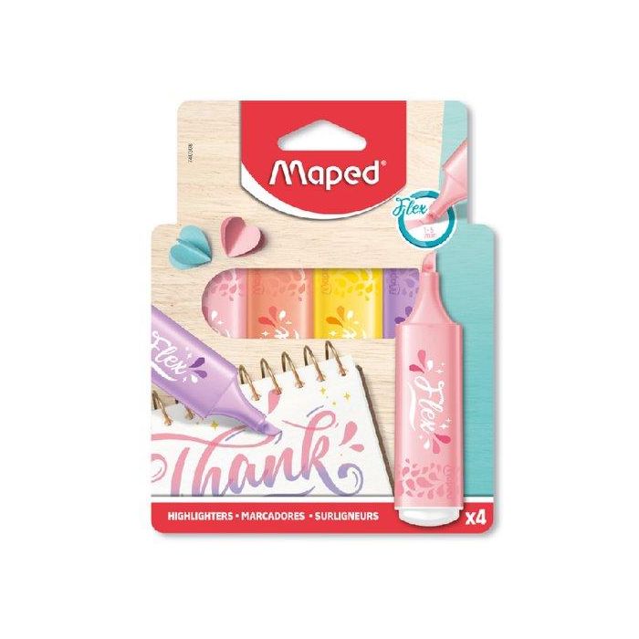Maped Rotulador Fluorescente Pastel Flex Blister 4 Unidades Colores Surtidos