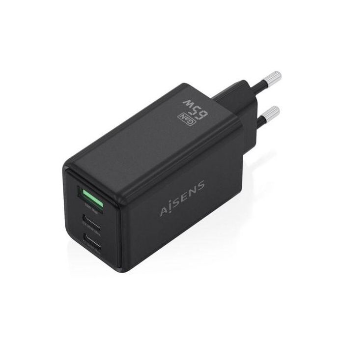 Cargador de Pared GaN Aisens ASCH-65W3P073-BK/ 2xUSB Tipo-C/ 1xUSB/ 65W/ Negro 1 Cargador de Pared GaN Aisens ASCH-65W3P073-BK/ 2xUSB Tipo-C/ 1xUSB/ 65W/ Negro 1