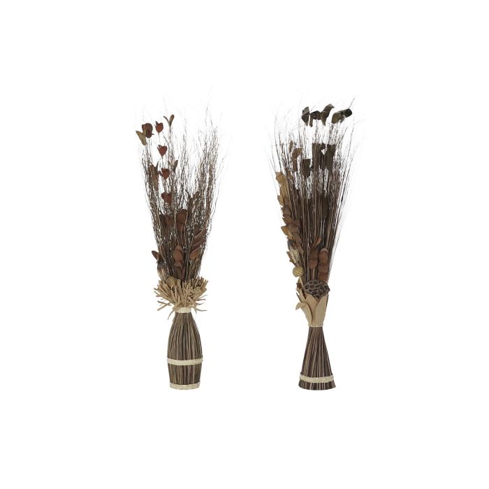 DKD Home Decor Ramo Decorativo Fibra Coco Marrón Naranja, Dimensiones 20x100x35 cm - Pack 6 Unidades