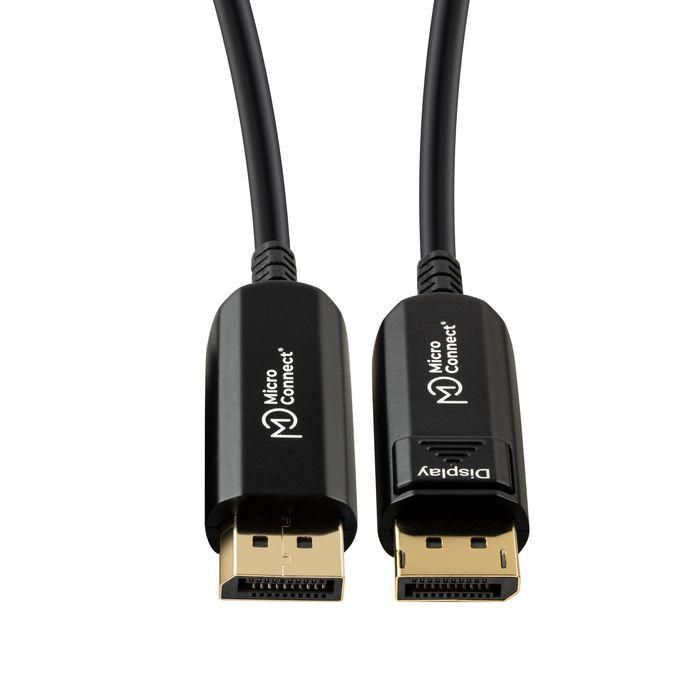MicroConnect Cable DisplayPort 1.4 de Fibra Óptica Premium Activo, 25m, Ligero y Flexible para Larga Distancia 1