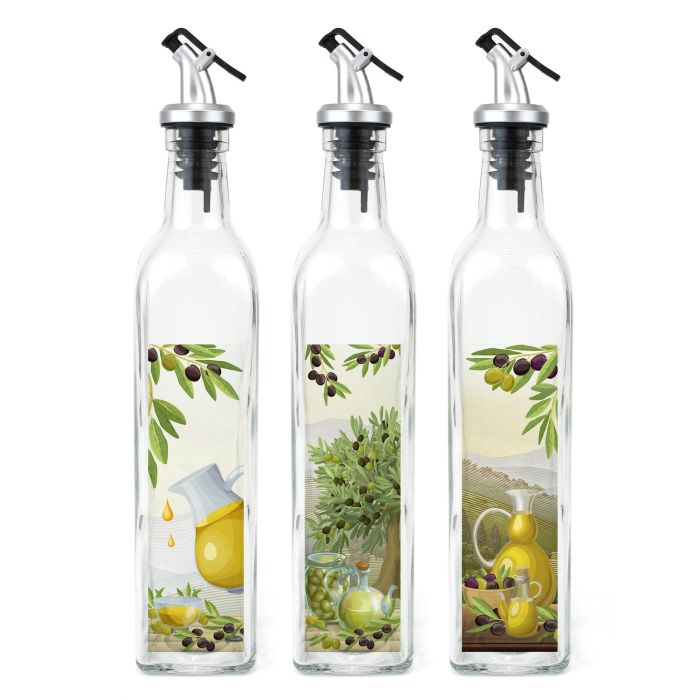 Inde Aceitera de vidrio con tapa ABS, 500 ml, ideal para aceite de oliva y vinagre, capacidad 500 ml (24 Unidades)