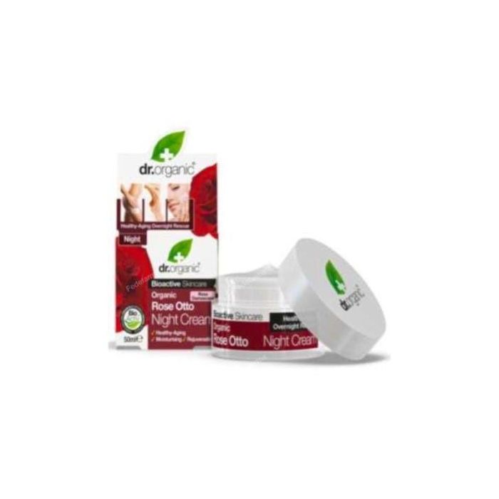 DR. ORGANIC Crema Noche Rosa de Damasco Rejuvenecedora y Tonificante 50ml para Todo Tipo Piel