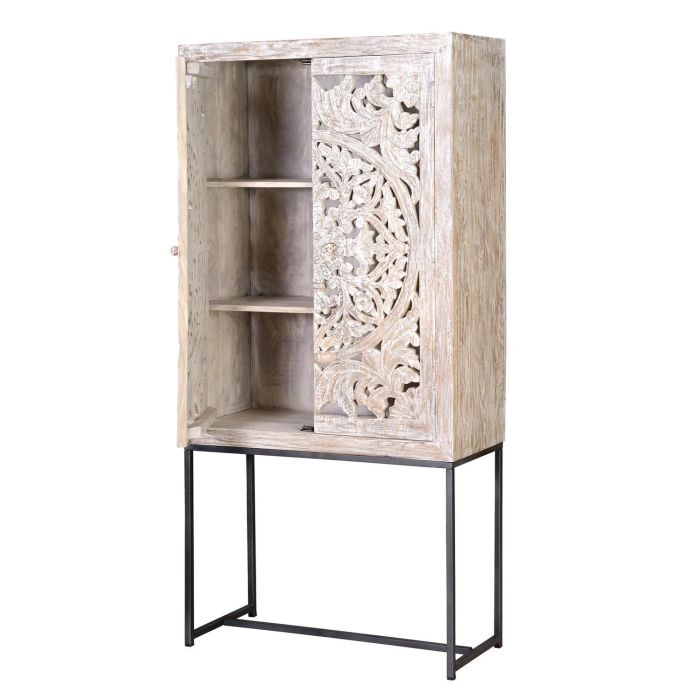 Giner Y Colomer Vitrina Madera Mango Maciza 2 Puertas Pata Metal Blanco Gris Envejecido 2 Giner Y Colomer Vitrina Madera Mango Maciza 2 Puertas Pata Metal Blanco Gris Envejecido 2