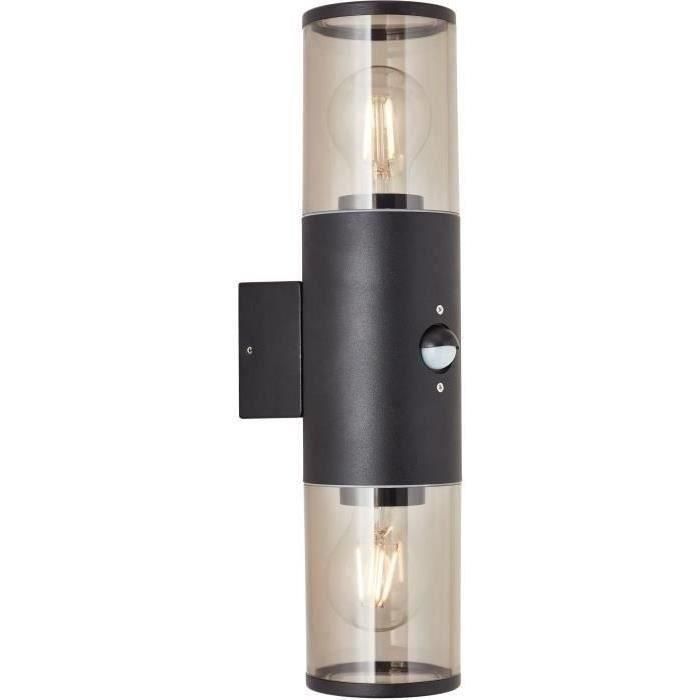 Brilliant BRI4004353405693 Aplique Exterior con Detector de Movimiento 2x E27 Depoli Negro 20W - Bombilla no Incluida 1
