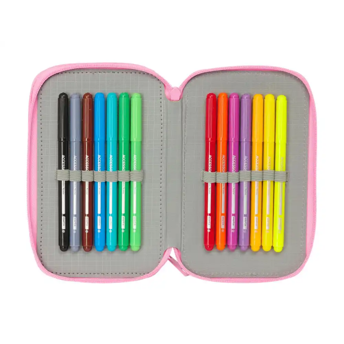 Plumier Triple SuperKitties Rosa Turquesa 12,5 x 19,5 x 5,5 cm 37 Piezas 5