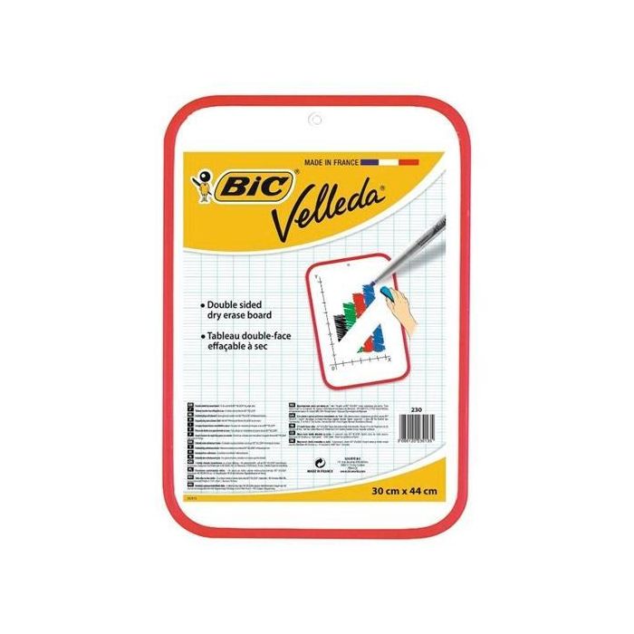 Velleda Pizarra Blanca Portátil Doble Cara 30x44 cm con Marco Rojo
