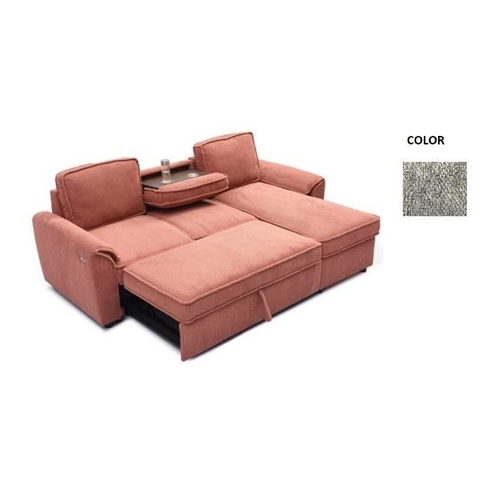 DKD Home Decor Sofá Cama Moderno de Poliéster Gris Claro - Ancho 220 cm, Largo 153 cm, Alto 88 cm