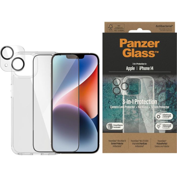 PanzerGlass f. iPhone 14. Bundle Clear Glass+Case 1