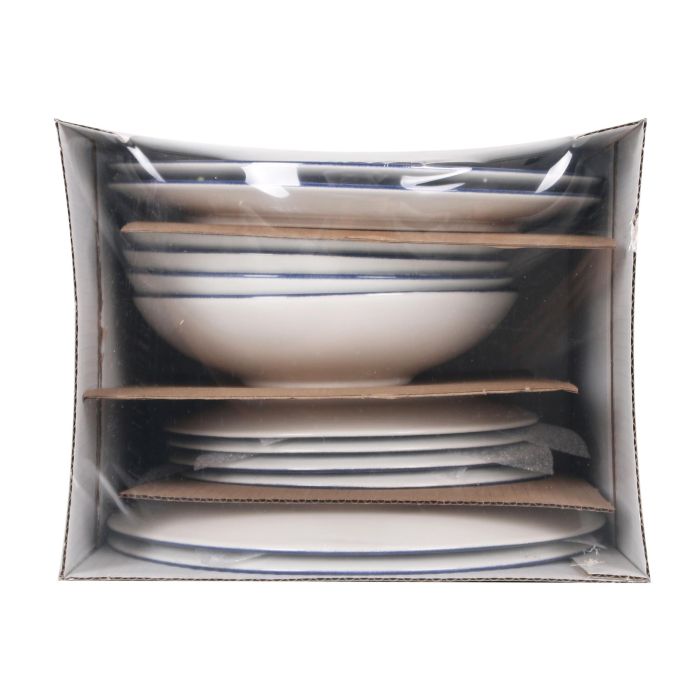 Santa Clara Vajilla 12 Piezas Azores Monaco, Brillo, Forma Redonda, Plato Llano 26 cm, Plato Hondo 21 cm, Plato Postre 20 cm (2 Unidades)