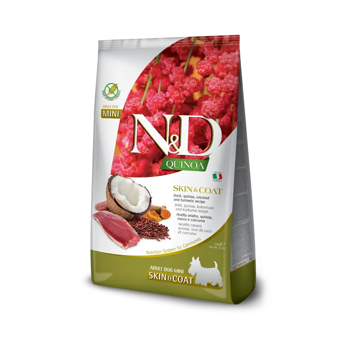 Farmina N&D Dog Quinoa Skin Coat Pato Mini 2,5 kg - Pienso para perros con quinoa para piel y pelo, sabor pato Farmina N&D Dog Quinoa Skin Coat Pato Mini 2,5 kg - Pienso para perros con quinoa para piel y pelo, sabor pato