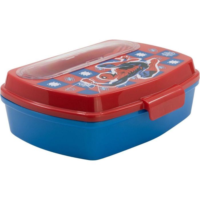 MARVEL CZ11272 Sandwichera Infantil Spiderman con Cubiertos (Cuchara & Tenedor) - Plástico Alimentario Reciclable Sin BPA 1