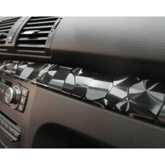 Foliatec FO3175 Lámina Adhesiva 3D Autoadhesiva para Interior de Coche Diseño Hexágono Irregular Cockpit Universal Cortable 2