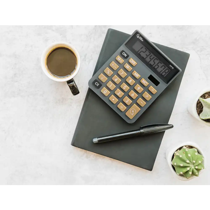 Liderpapel xf18 Calculadora de sobremesa, 8 dígitos, solar y pilas, gris, 127x105x24 mm 6