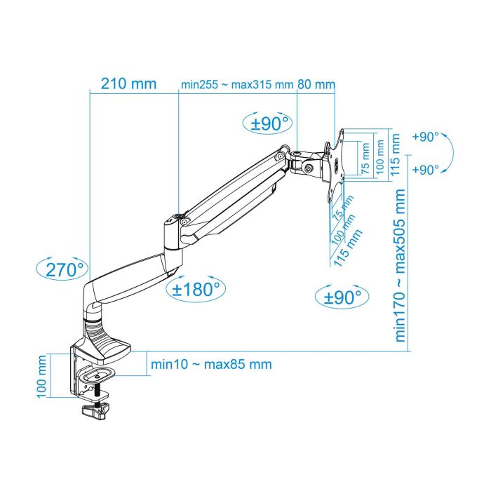 TooQ DB3032TNR-S Soporte de Mesa Monitor 13-32 pulgadas hasta 9 kg Brazo Pistón de Gas Giratorio Inclinable Rotación VESA 75x75 100x100 Plata 2 TooQ DB3032TNR-S Soporte de Mesa Monitor 13-32 pulgadas hasta 9 kg Brazo Pistón de Gas Giratorio Inclinable Rotación VESA 75x75 100x100 Plata 2