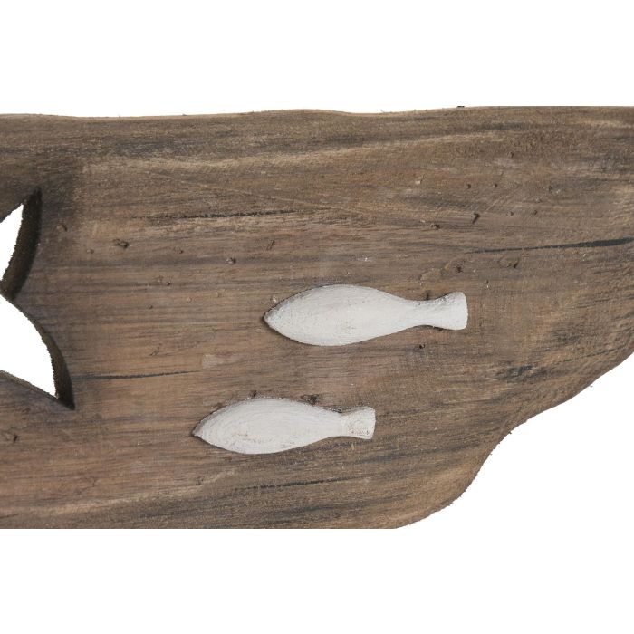 DKD Home Decor Perchero Blanco Natural Paulownia Metal 4.5 x 18 x 39 cm (4 Unidades)