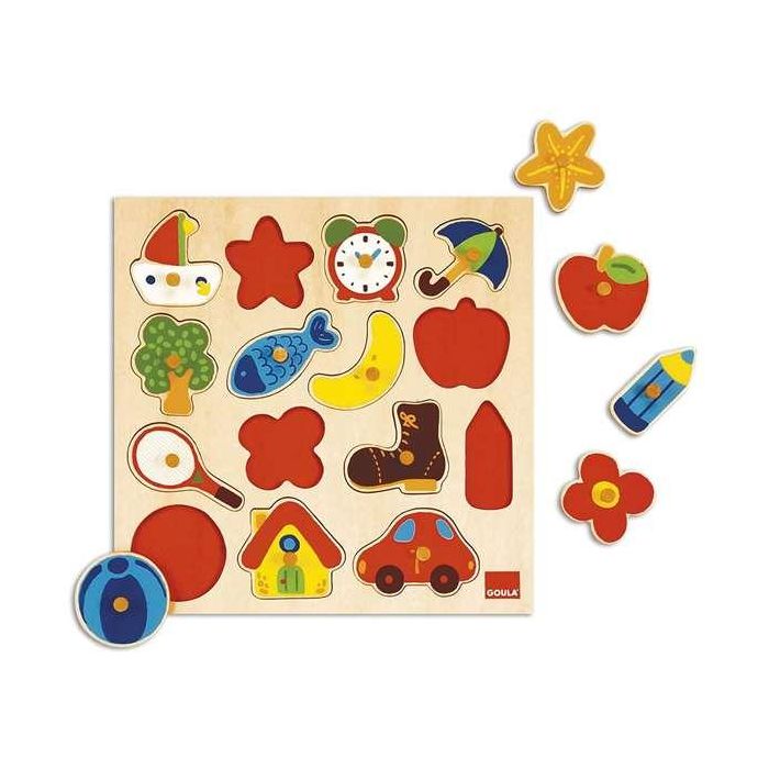 Goula Puzzle Encajable de Madera Siluetas 15 Piezas con Base - Edad Mínima 14 Meses 1 Goula Puzzle Encajable de Madera Siluetas 15 Piezas con Base - Edad Mínima 14 Meses 1