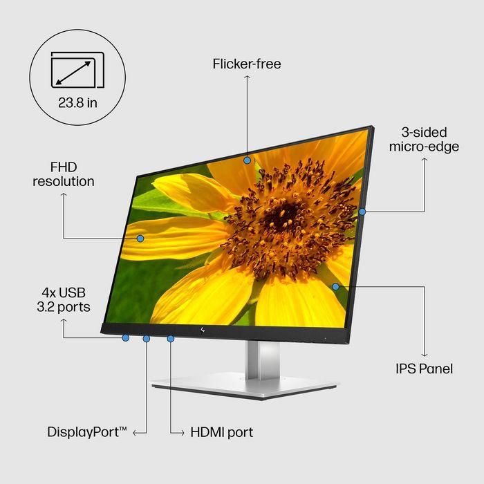 HP 60.5cm (23.8") Full HD 1920 x 1080 IPS, 16:9, 250cd/m², 5ms, 178°/178°, 1000:1 7 HP 60.5cm (23.8") Full HD 1920 x 1080 IPS, 16:9, 250cd/m², 5ms, 178°/178°, 1000:1 7