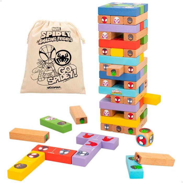 Juego Torre Bloques + Domino madera Spidey Marvel 1 Juego Torre Bloques + Domino madera Spidey Marvel 1