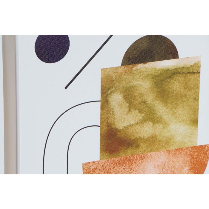 DKD Home Decor Cuadro Lienzo Abstracto Moderno Blanco, Naranja, Negro, Dorado - Set 4 Unidades 40cm Alto x 30cm Ancho x 1.8cm Profundo 2