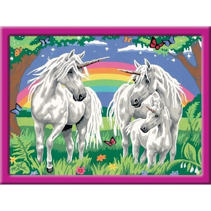 Ravensburger Número de arte grande: En la tierra de los unicornios, juego de pintura para niños de 9+ años 1