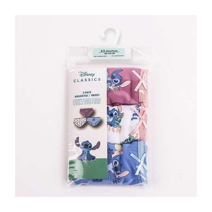 Cerdá Pack de 3 Braguitas para Niña Stitch Single Jersey, Multicolor, de 6 a 8 años 5