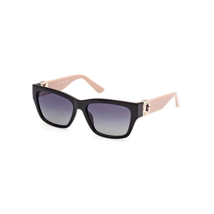Guess GU00105 05D Gafas de Sol para Mujer, Rectangulares, Polarizadas, Montura Negra, Cristal Gris 56 mm 7
